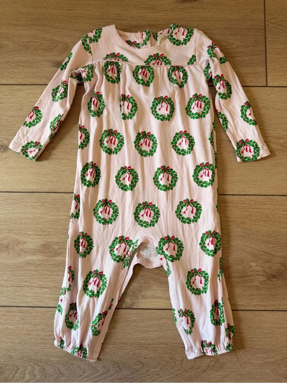 Pink Holiday Wreath Baby Romper